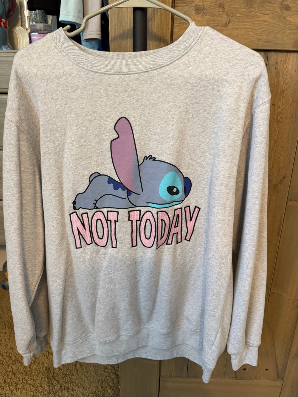 NWOT Women’s "Not Today" Stitch Graphic Sweatshirt - Light Gray